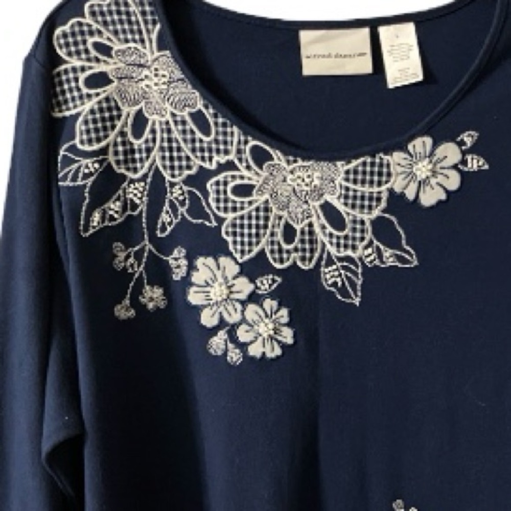 ALFRED DUNNER Top, NWOT, Heavily Embroidered, Embellished, Sz L, Floral - Picture 4 of 10